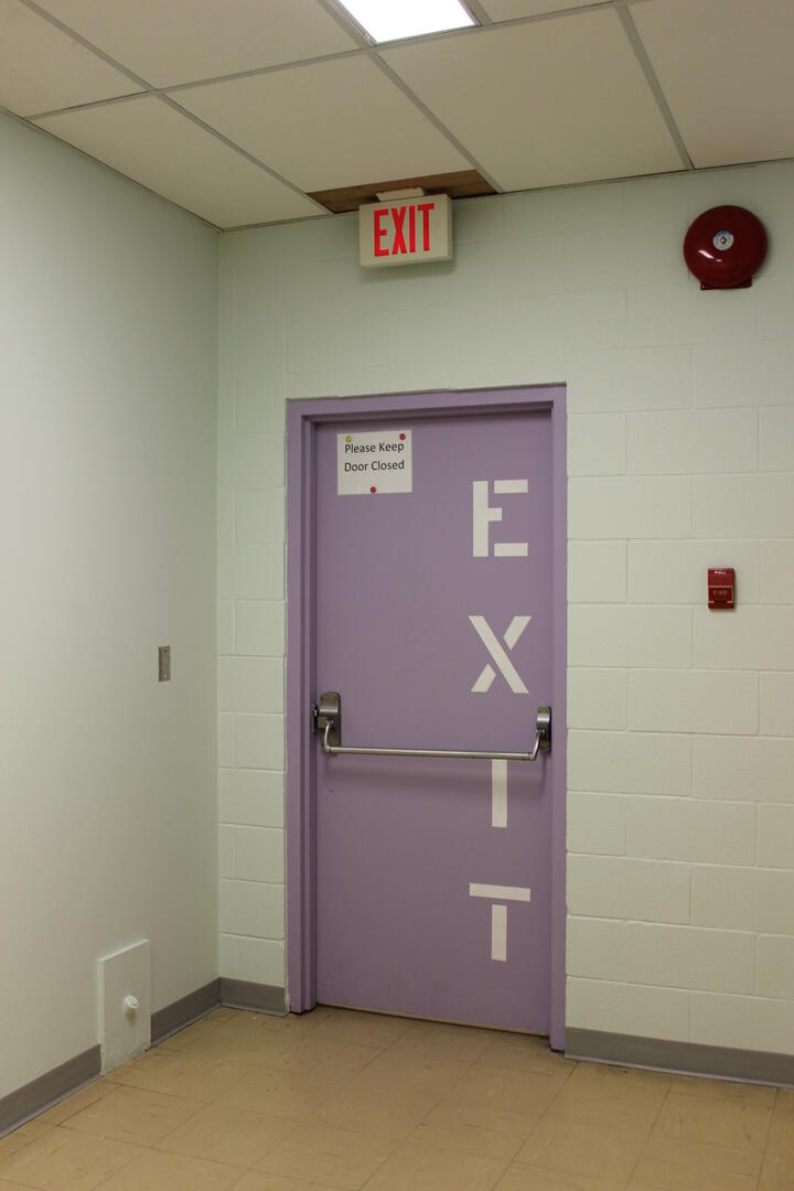 Colour coded exit door for easy wayfinding